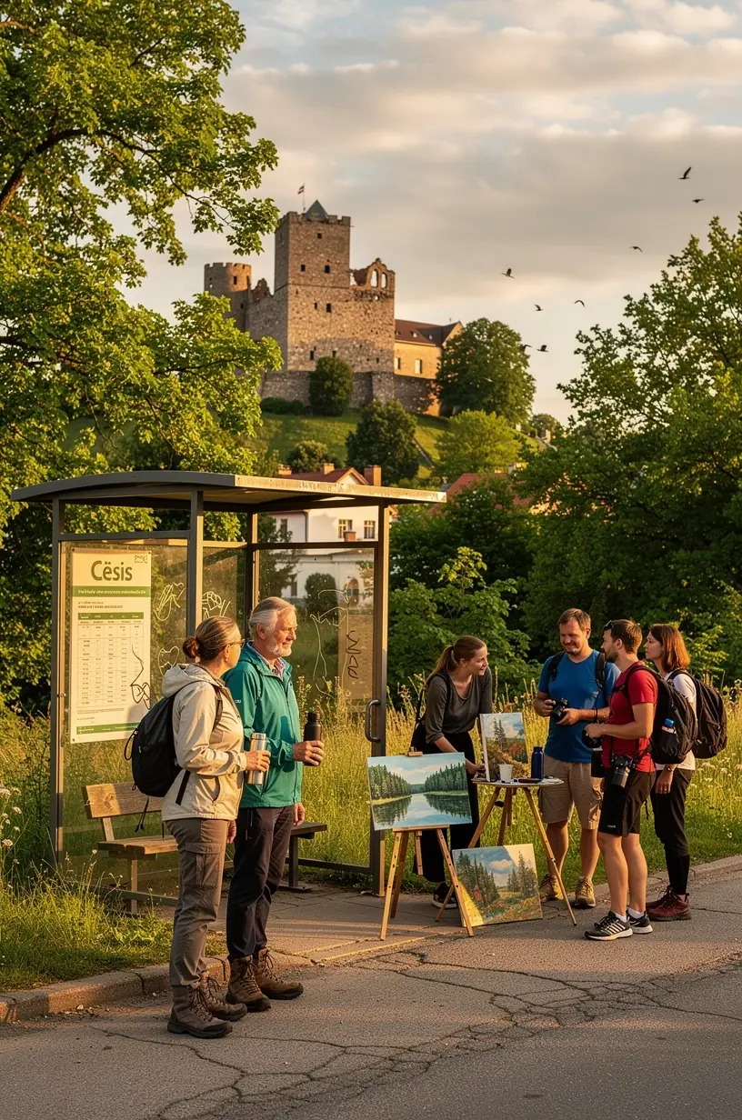 Rīgas centrālais autobusu terminālis ar skaidri redzamām maršrutu norādēm un informācijas stendiem.